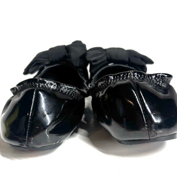 Luxury Designer Prada Patent Leather Ballet Flats with Bow Accent Size 7.5-8 - Picture 4 of 12